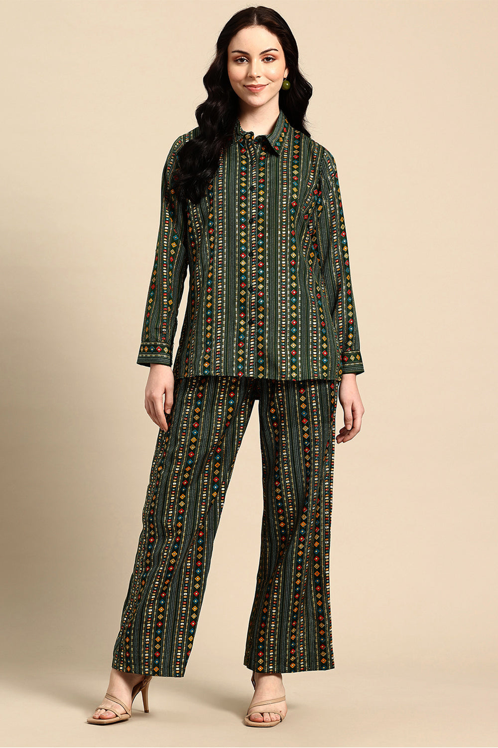 Deep Jungle Geo Print Co-Ord Set
