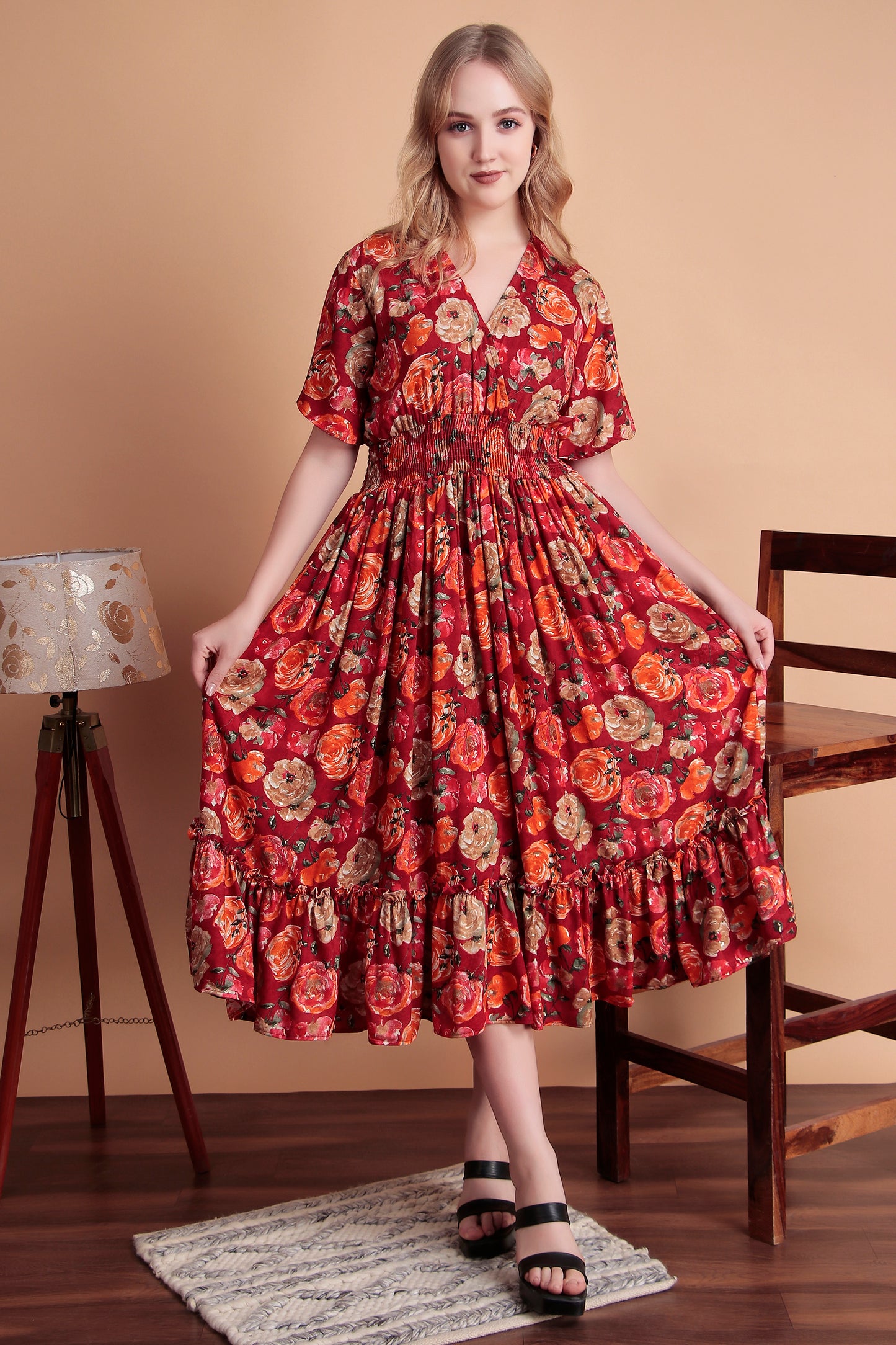 Gulab Ruffle Midi Dress