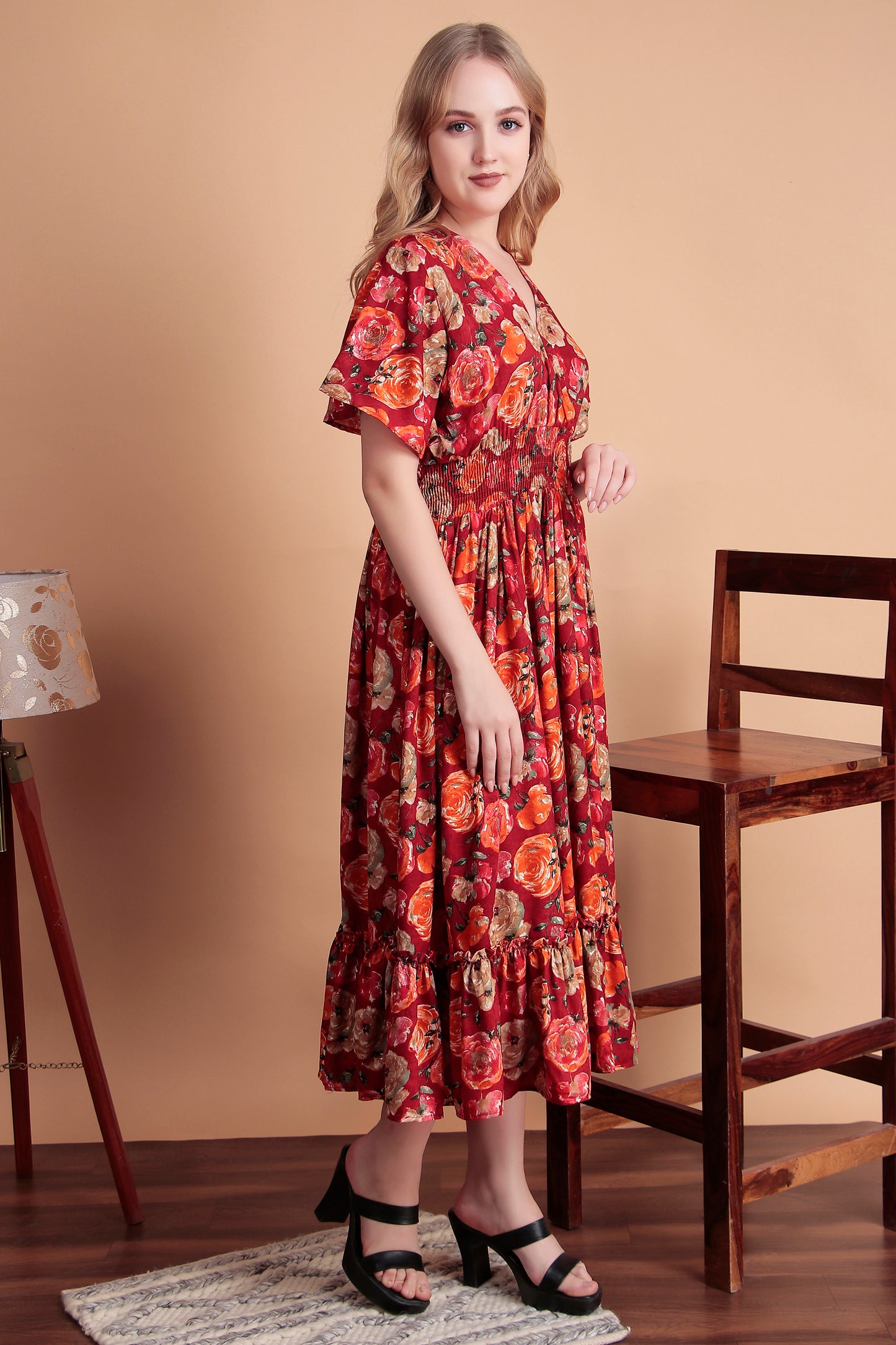 Gulab Ruffle Midi Dress
