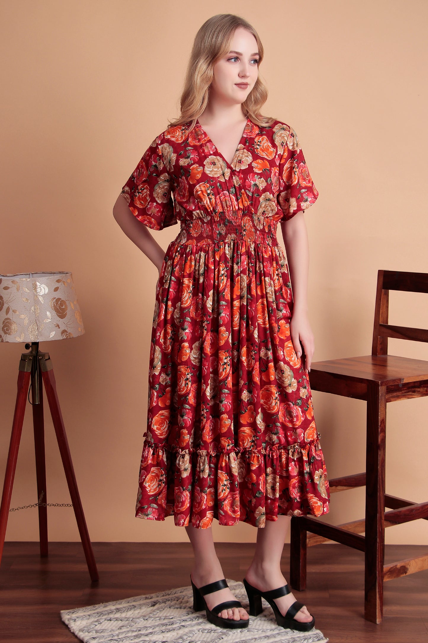 Gulab Ruffle Midi Dress