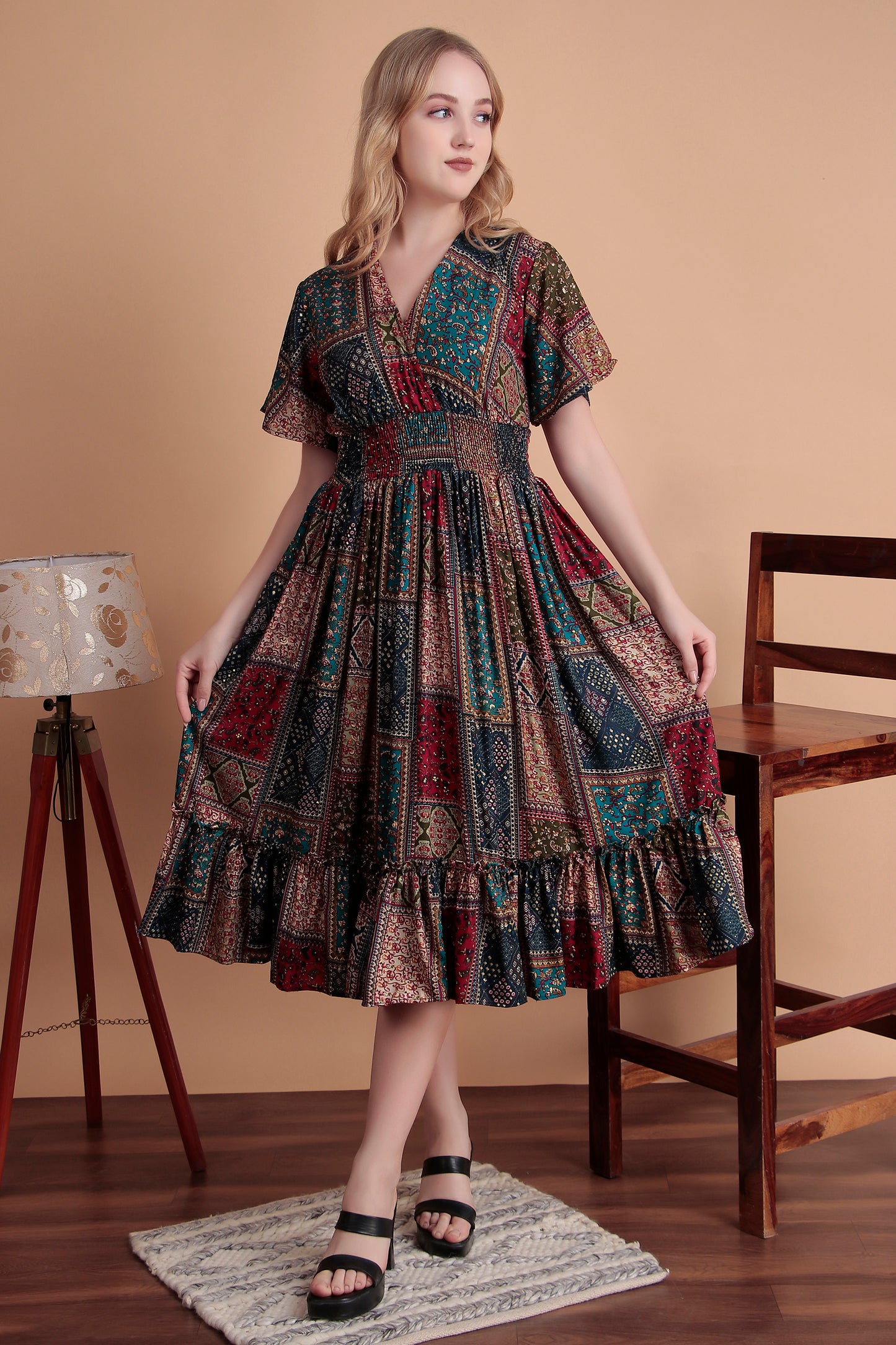 Teal Saanjh Midi Dress