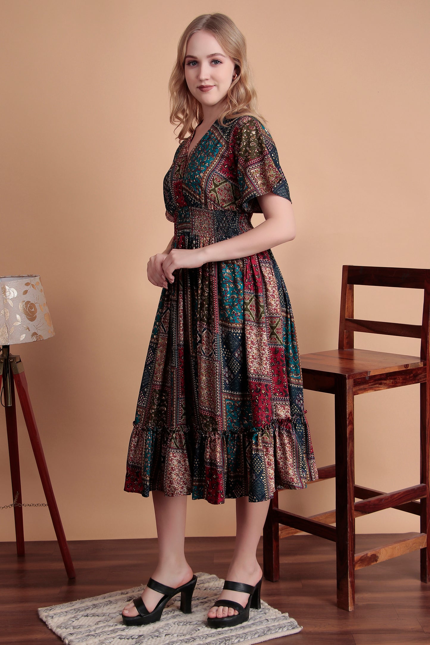 Teal Saanjh Midi Dress