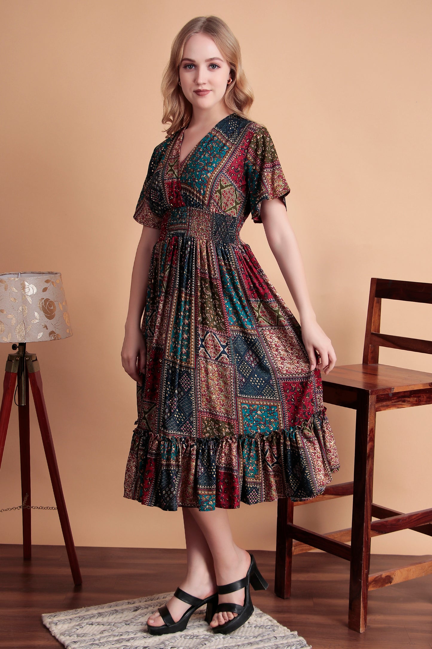 Teal Saanjh Midi Dress