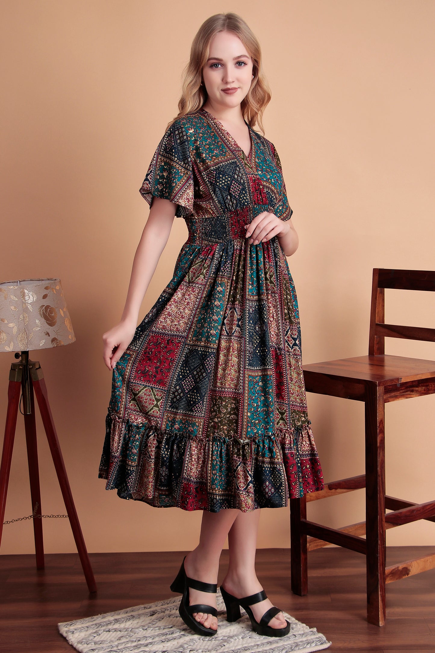 Teal Saanjh Midi Dress