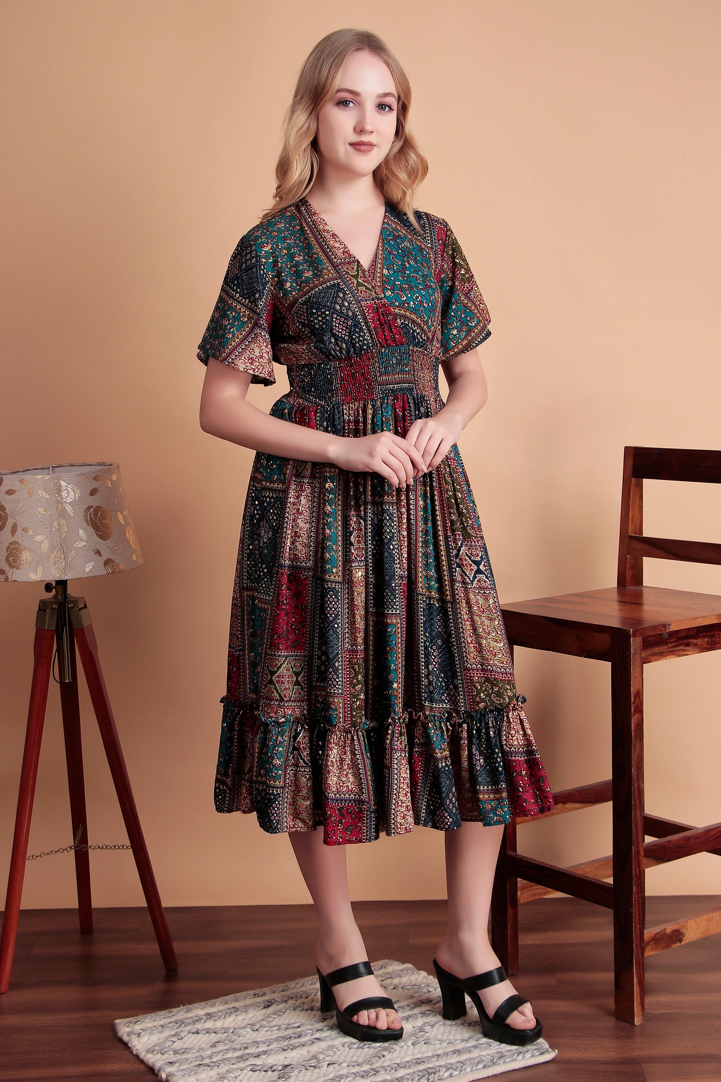 Teal Saanjh Midi Dress