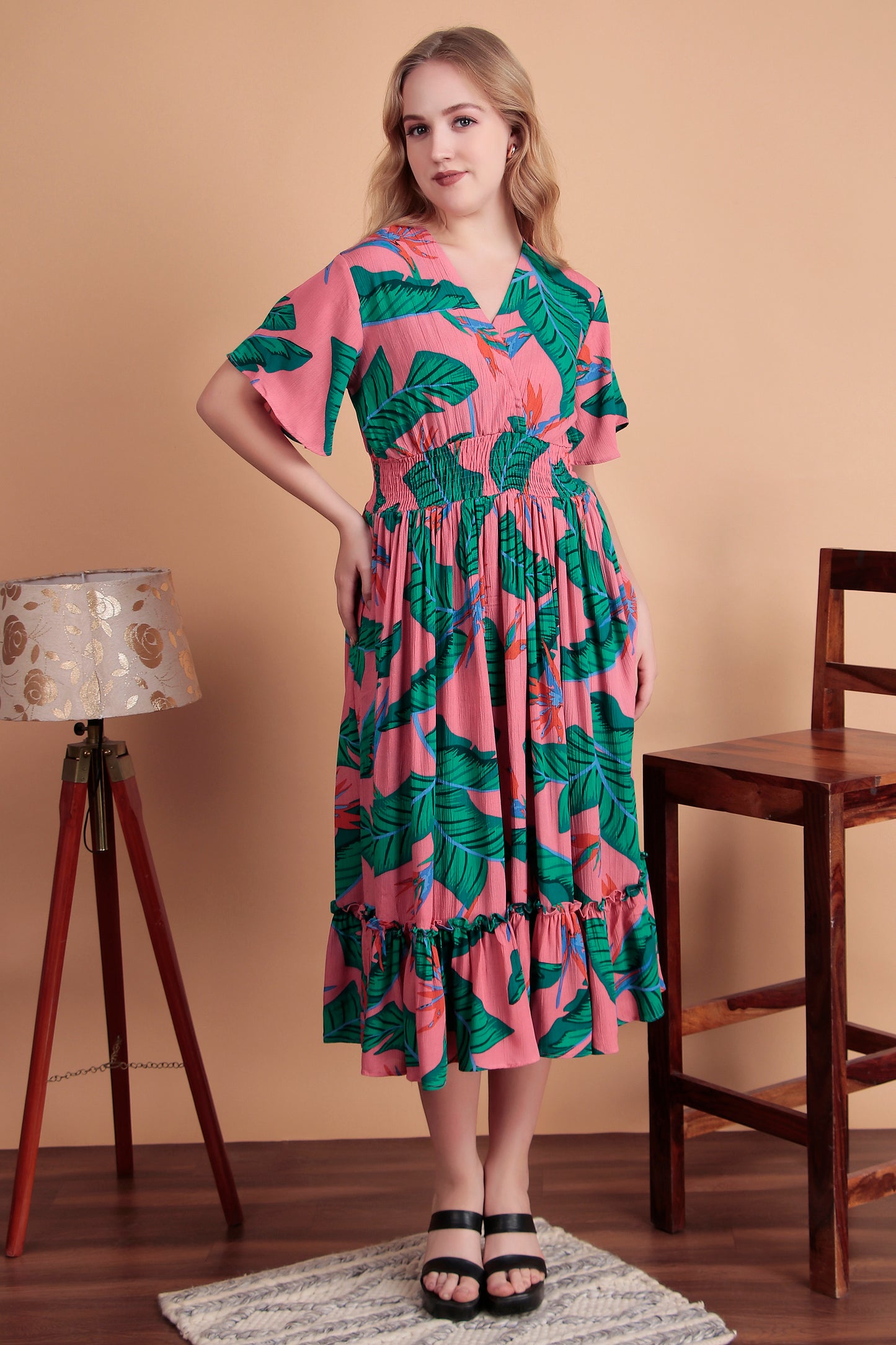 Leaf Luxe Midi Dress