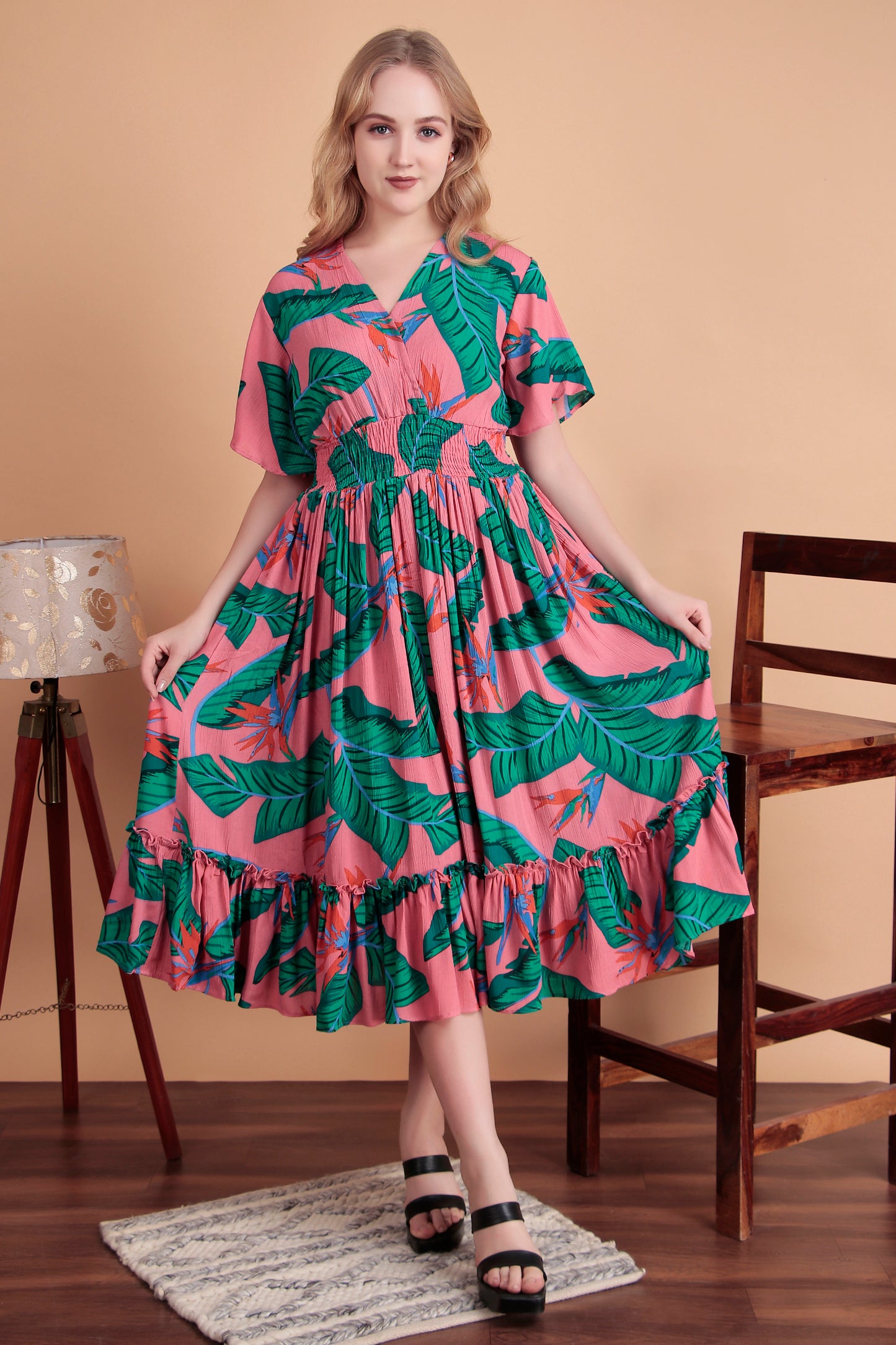 Leaf Luxe Midi Dress