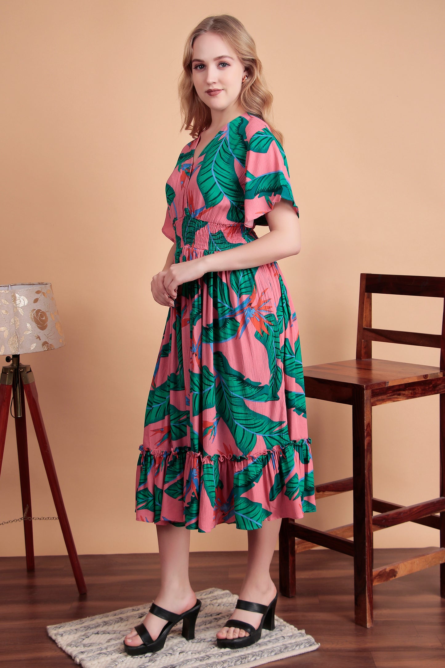 Leaf Luxe Midi Dress