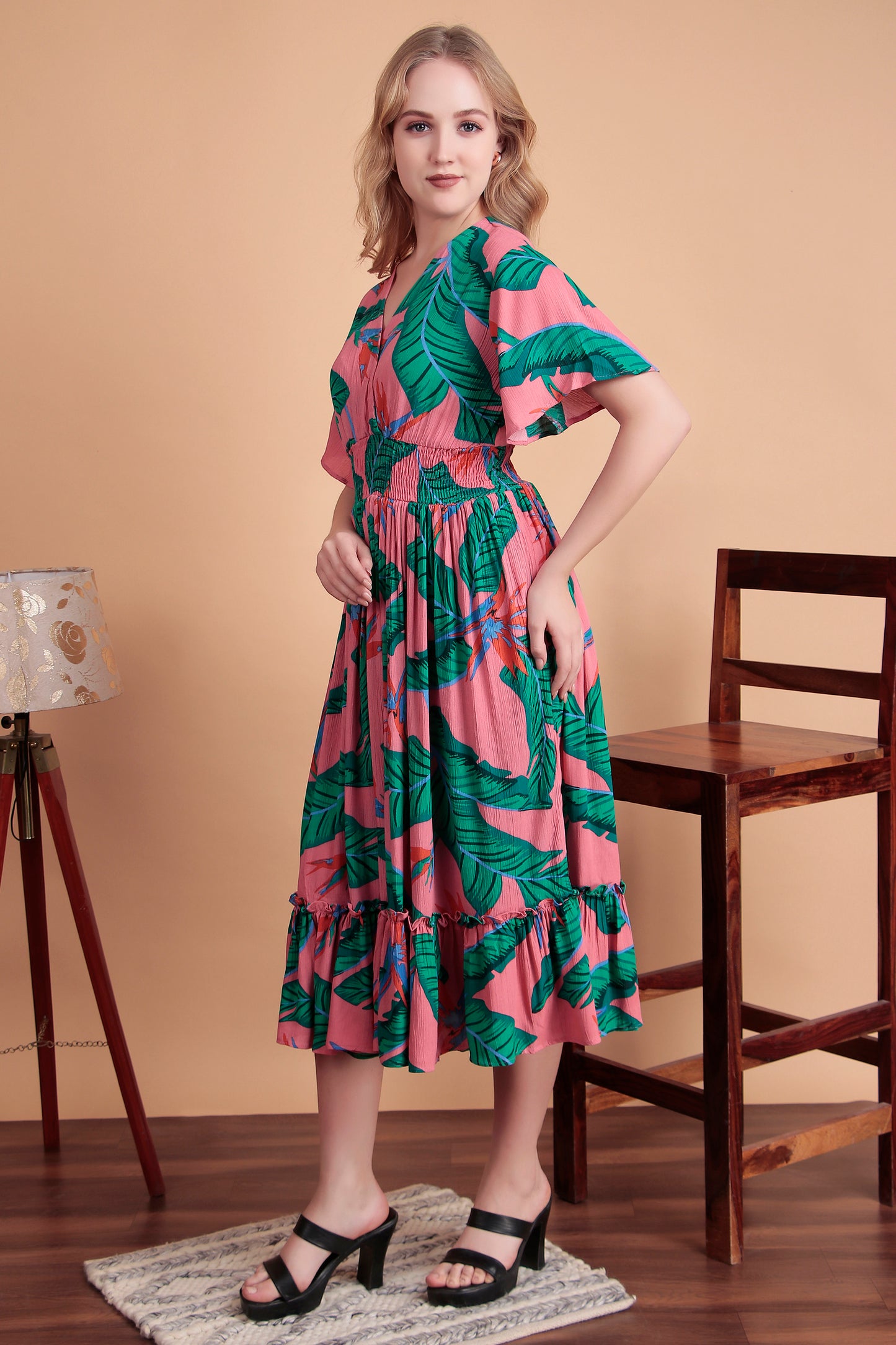 Leaf Luxe Midi Dress