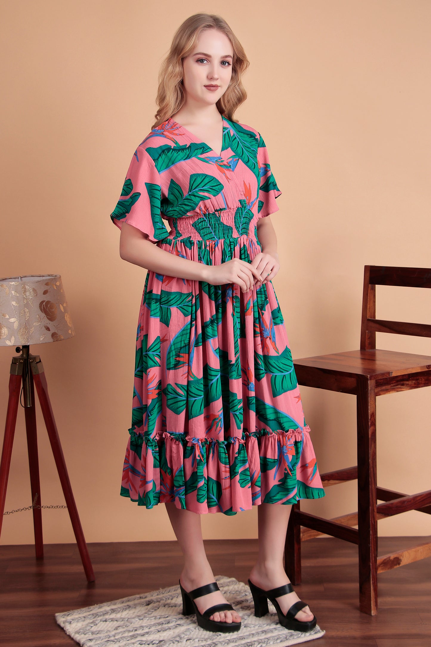 Leaf Luxe Midi Dress