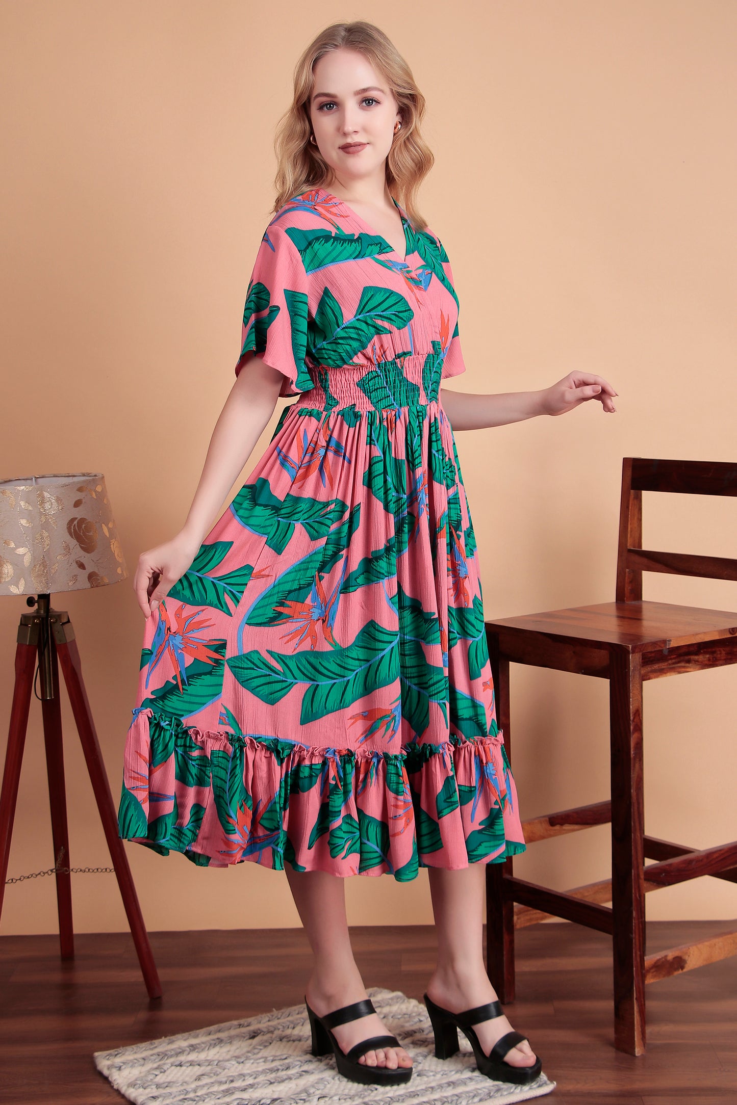 Leaf Luxe Midi Dress
