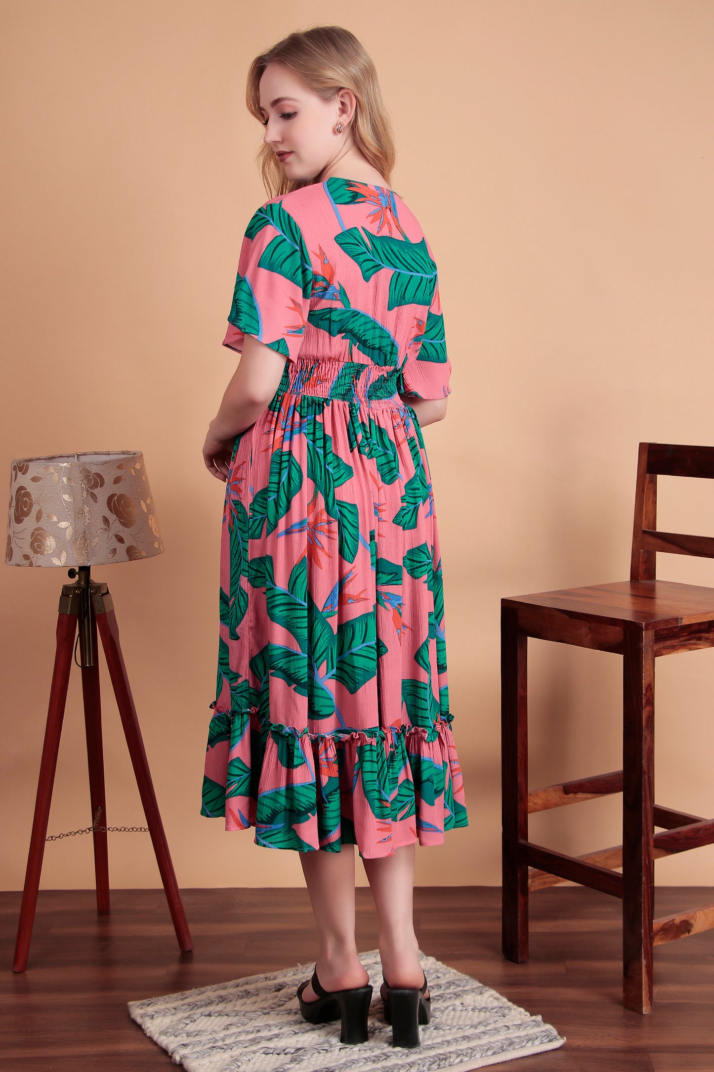 Leaf Luxe Midi Dress