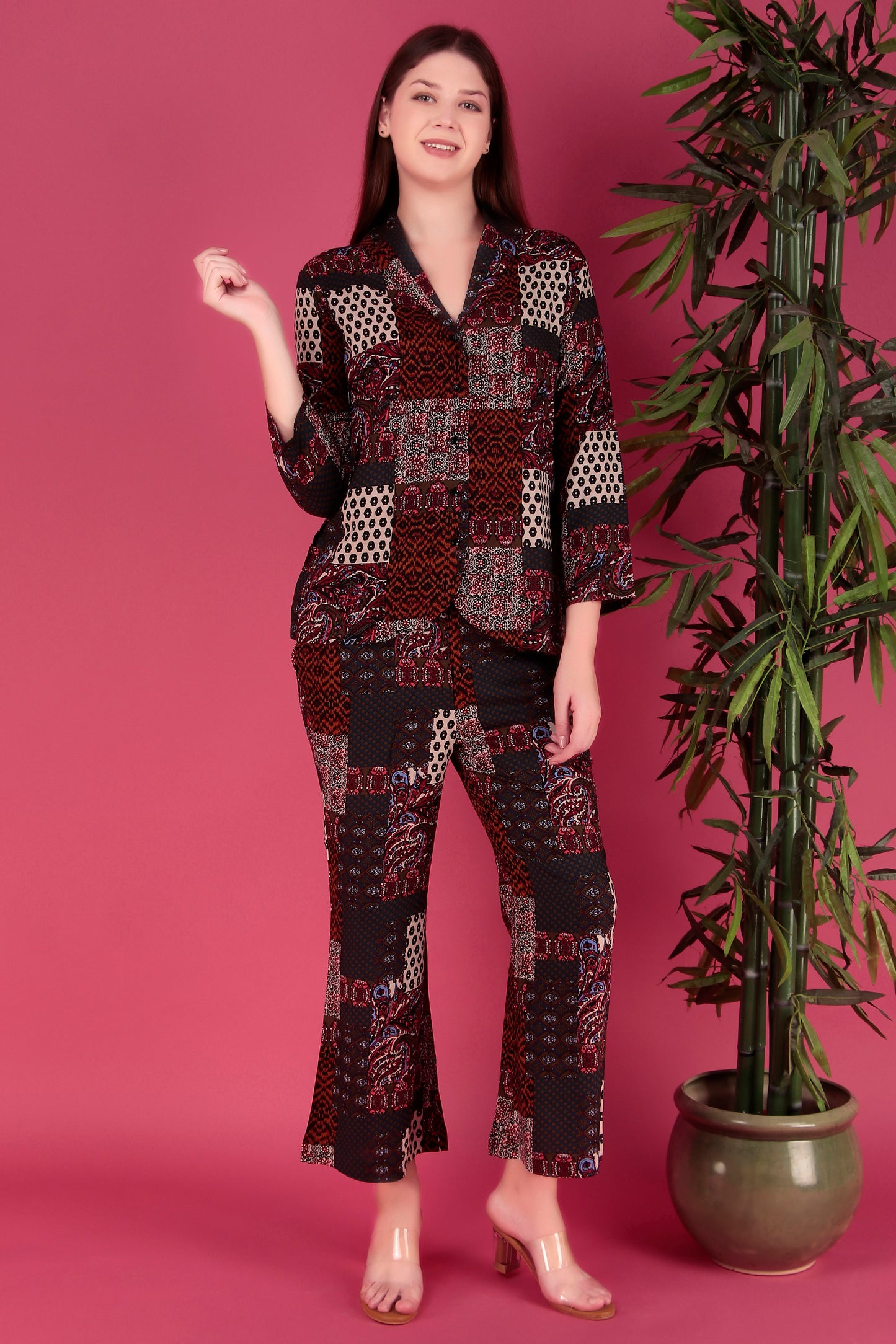 Multi color Abstract Printed Viscose Rayon Co-ord Set