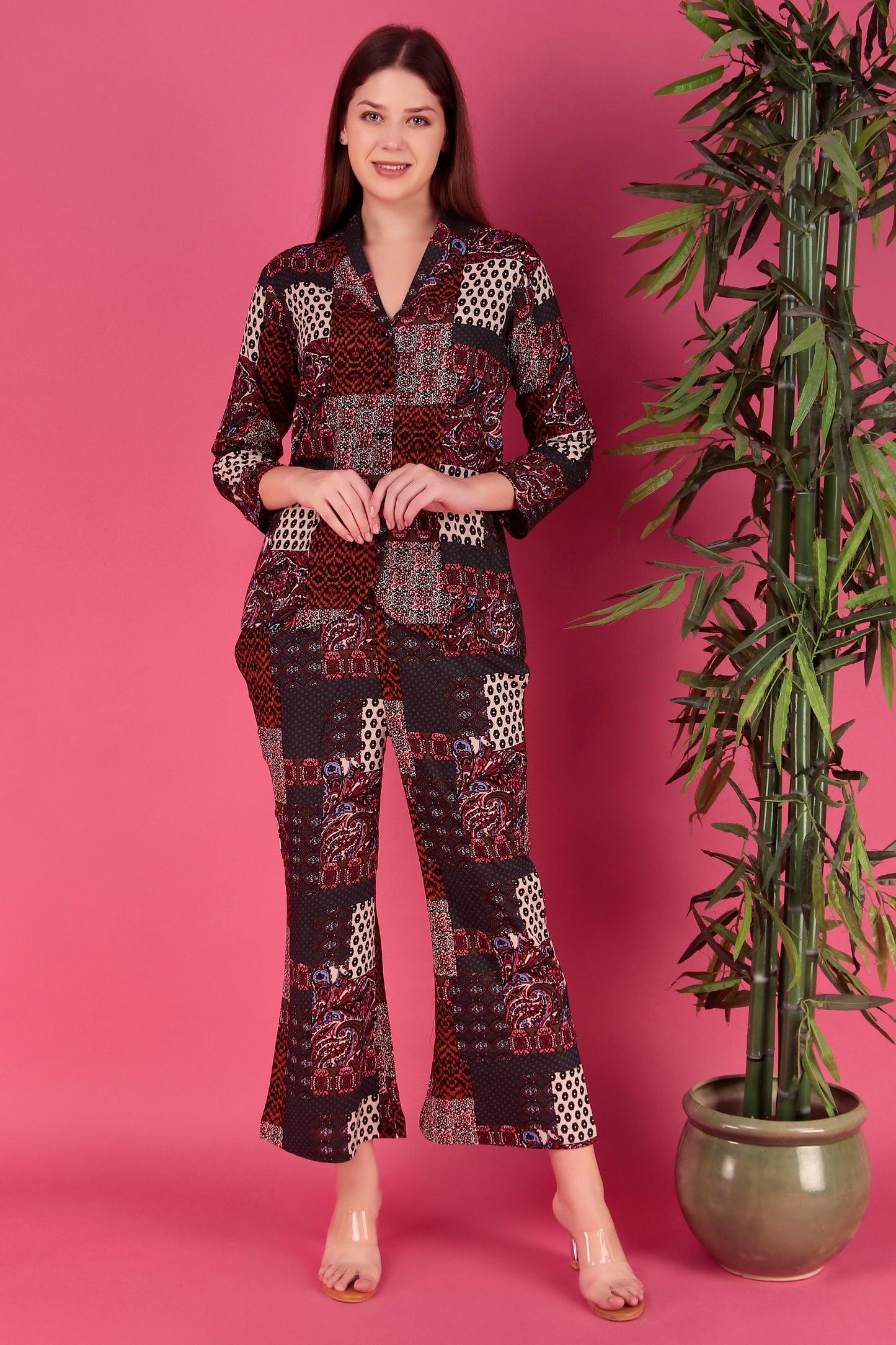 Multi color Abstract Printed Viscose Rayon Co-ord Set