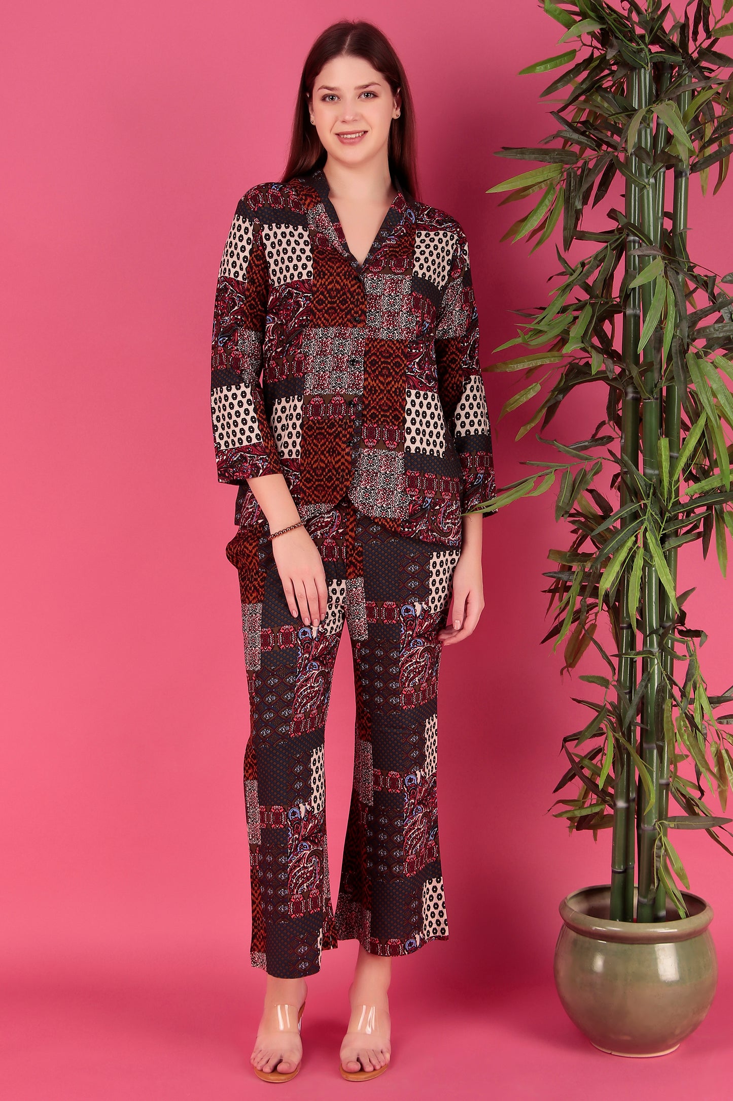 Multi color Abstract Printed Viscose Rayon Co-ord Set