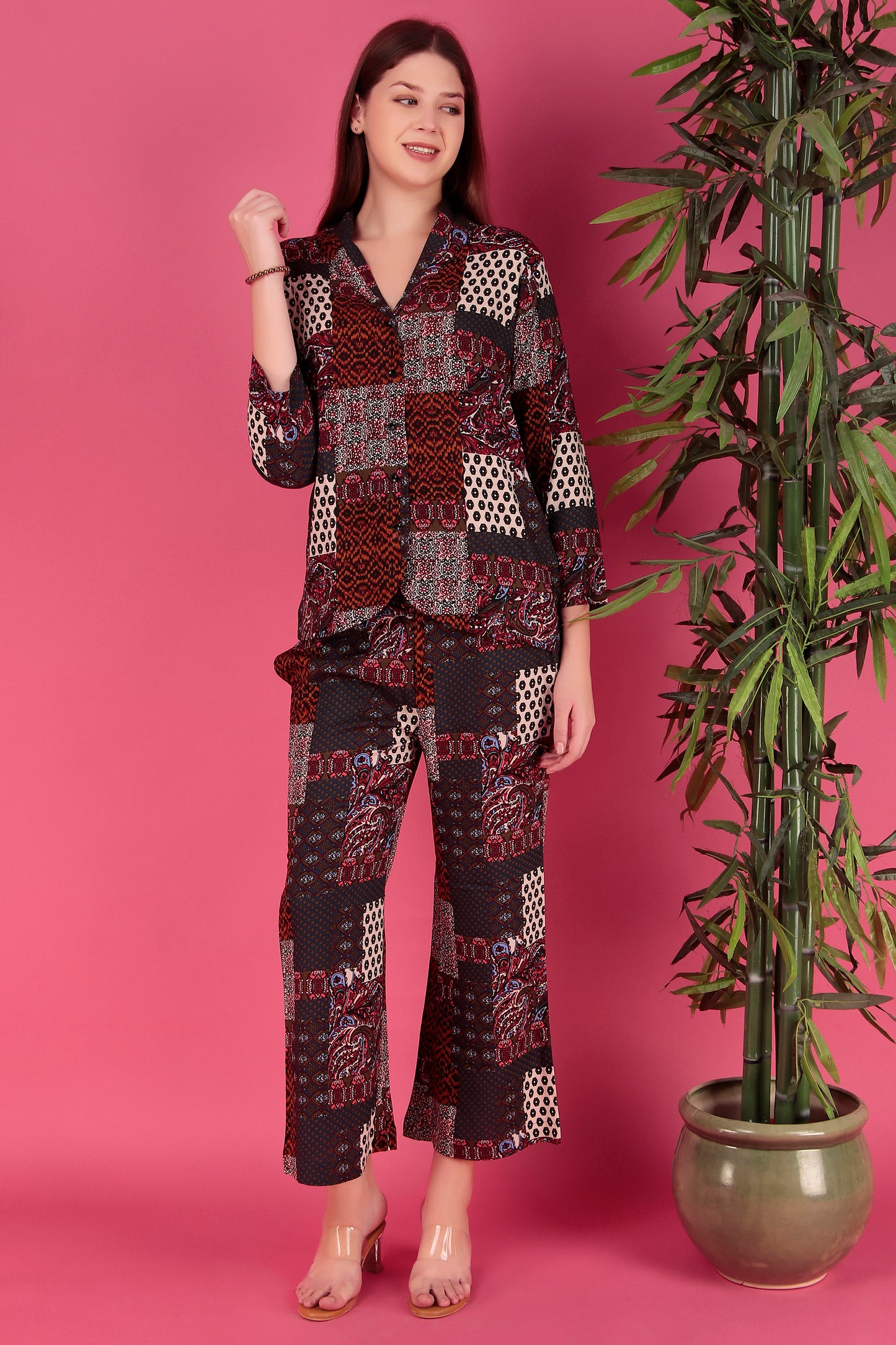 Multi color Abstract Printed Viscose Rayon Co-ord Set