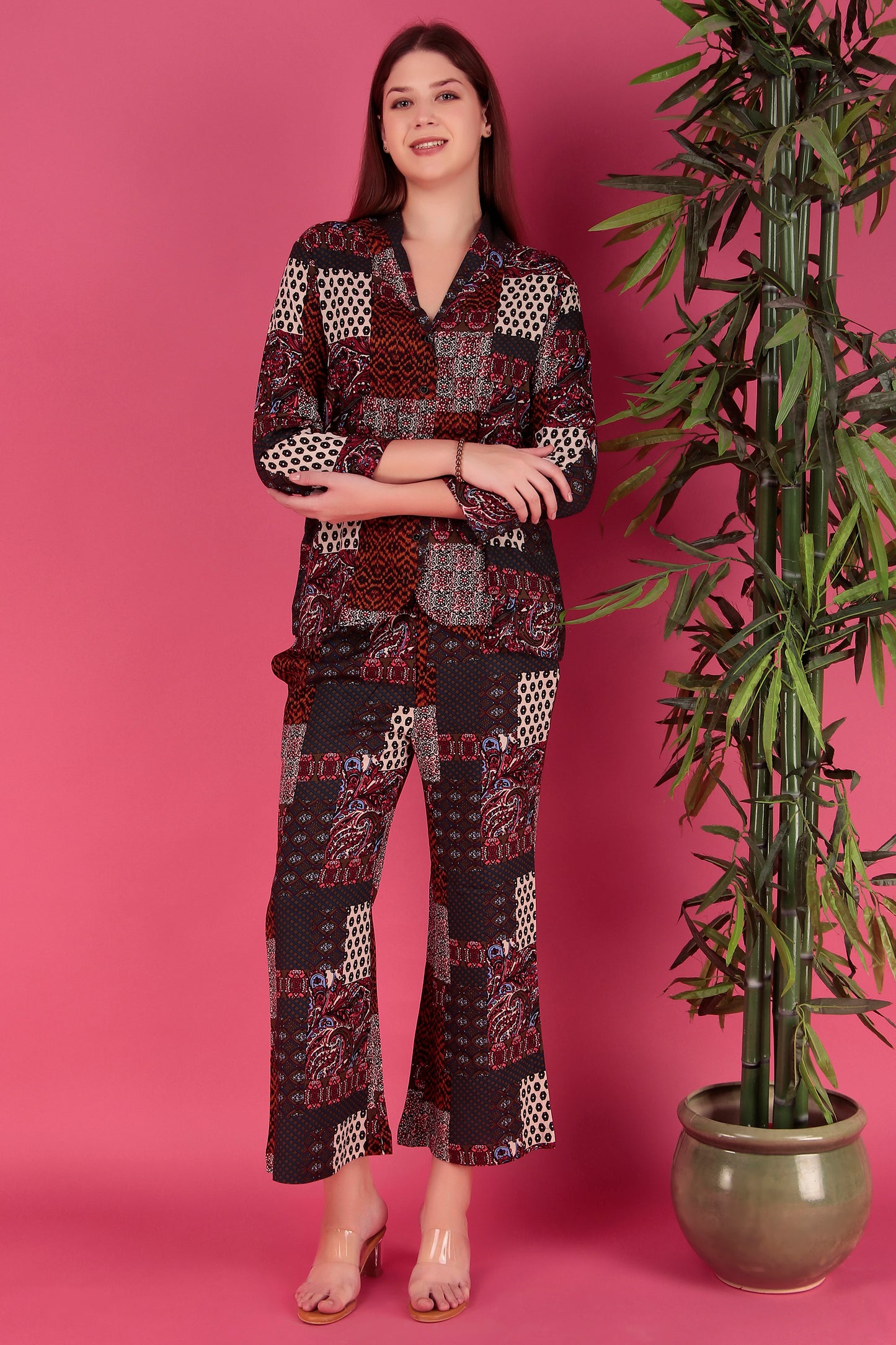 Multi color Abstract Printed Viscose Rayon Co-ord Set