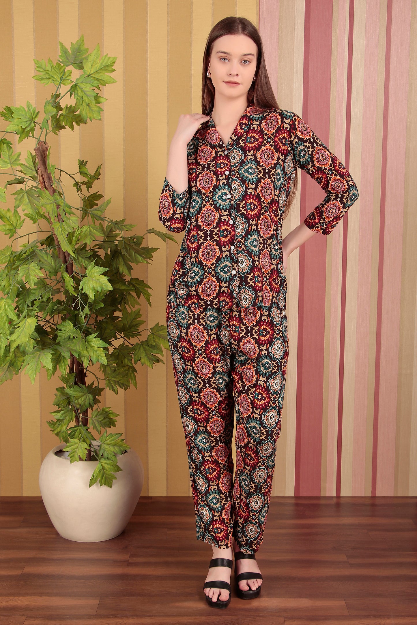 Multicolor flower print co-ord set