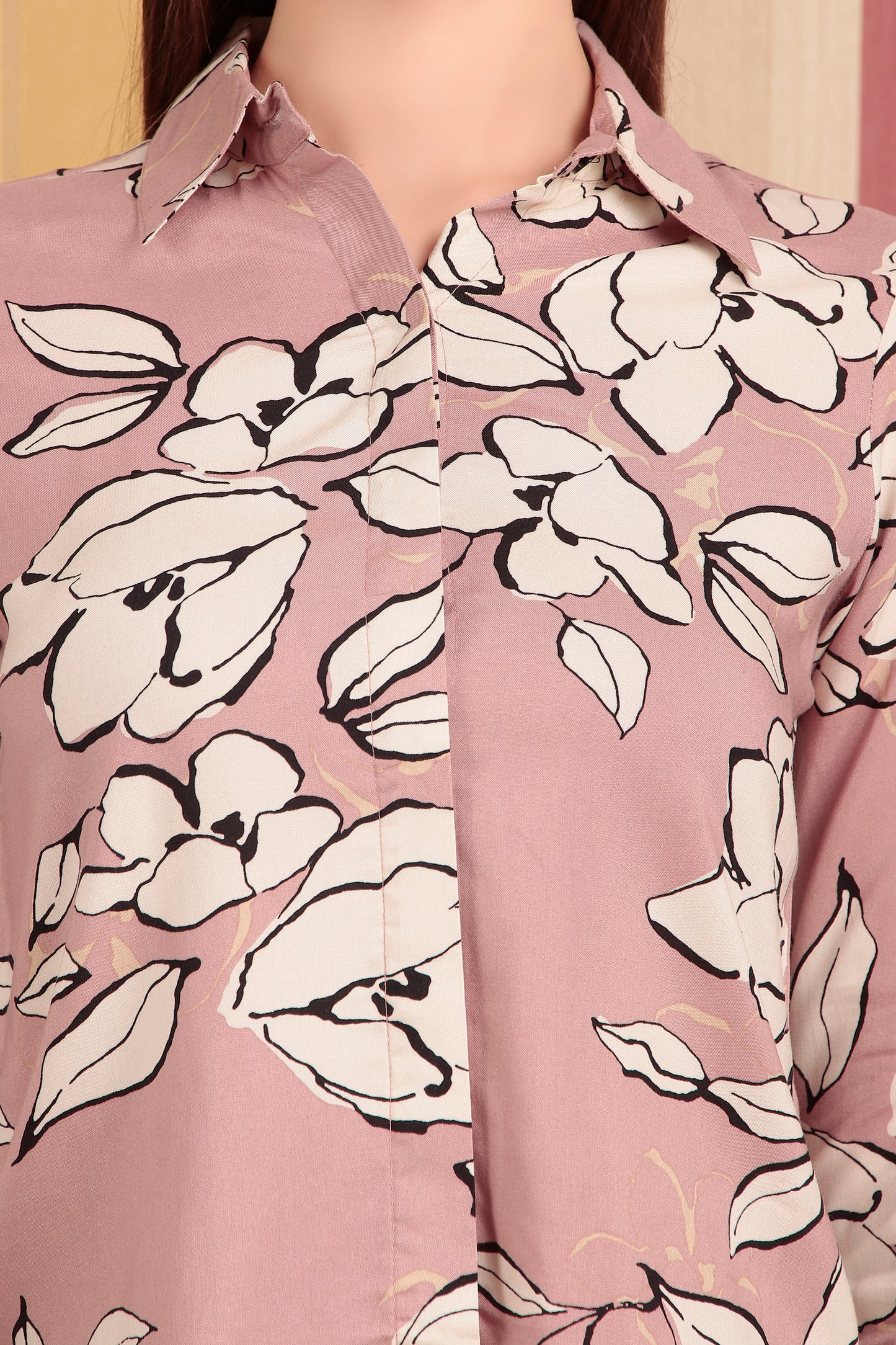 Floral Peach Printed Premium Rayon Co-Ord Set