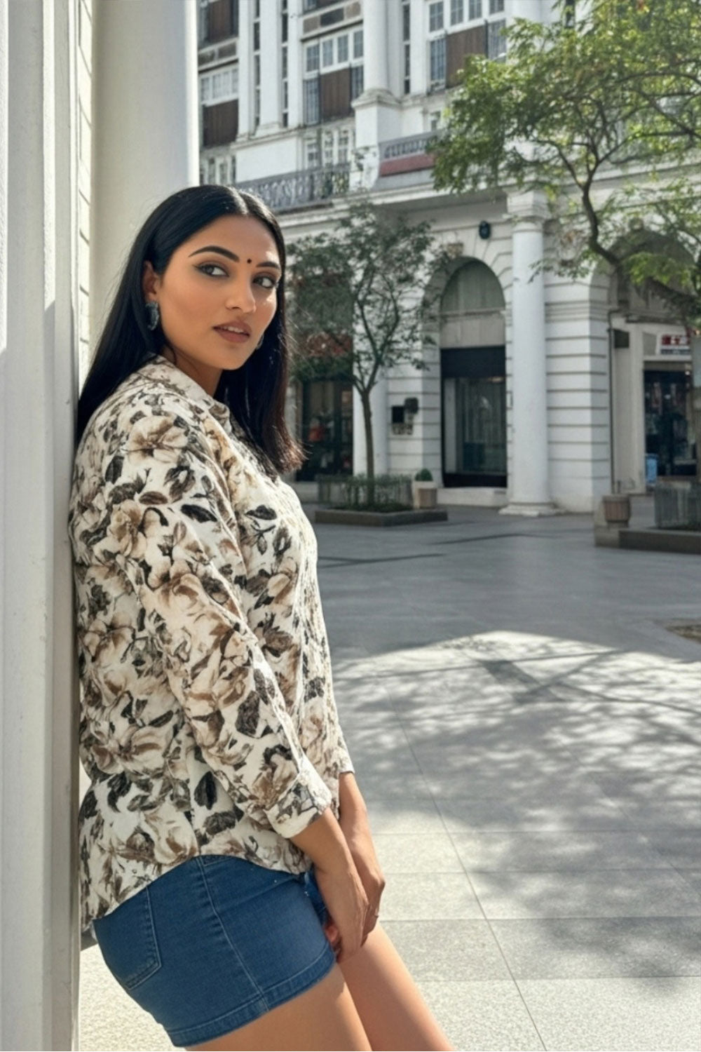 White Charm Floral Print Shirt