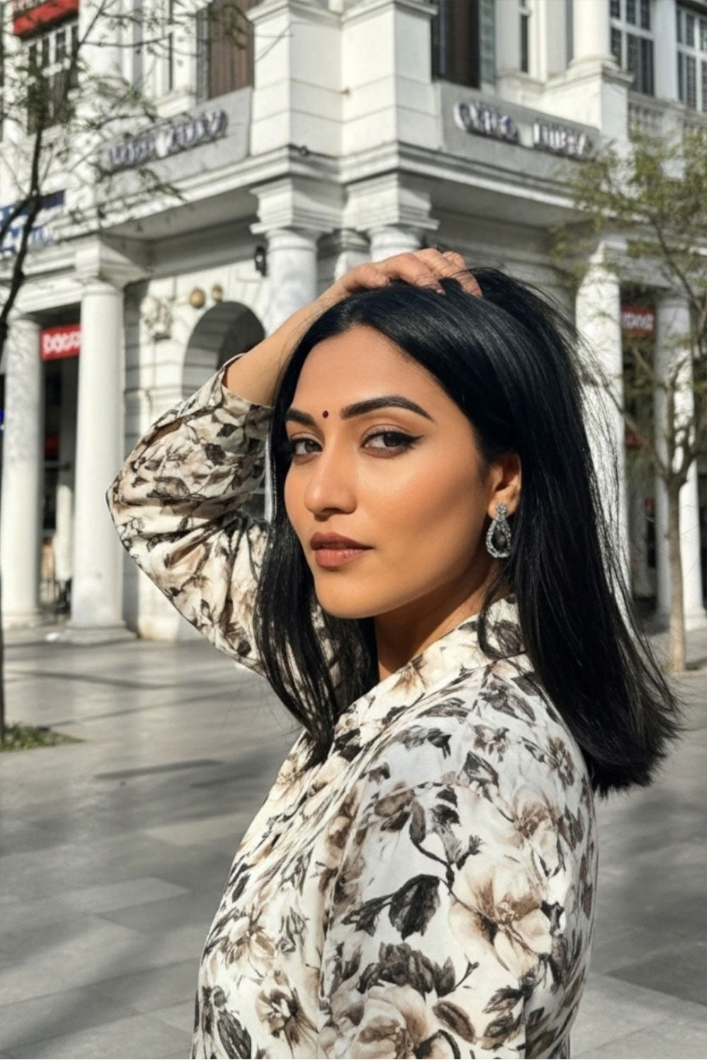 White Charm Floral Print Shirt