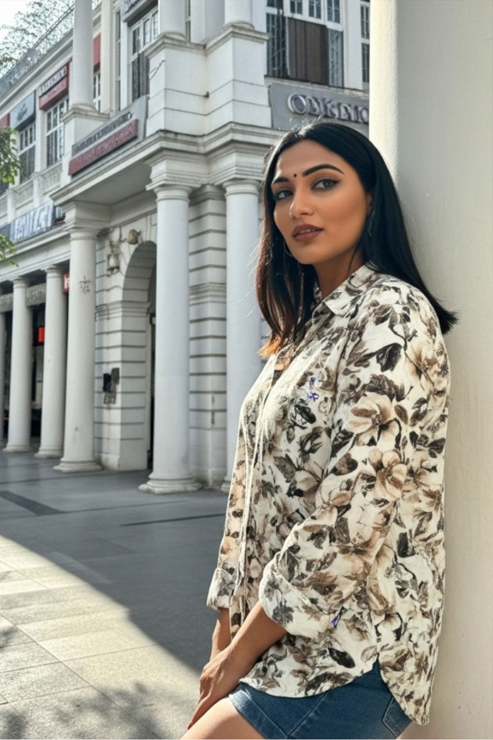 White Charm Floral Print Shirt