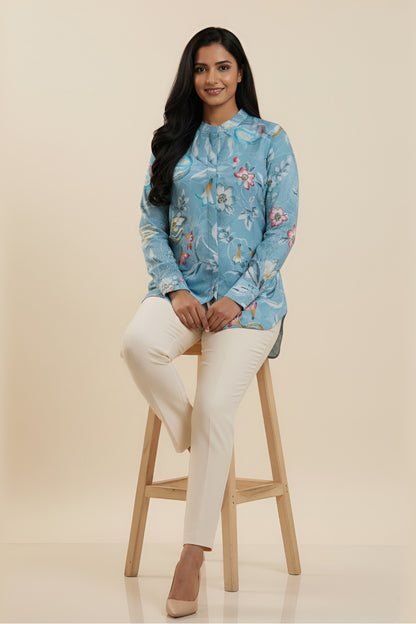 Aqua Charm Floral Shirt
