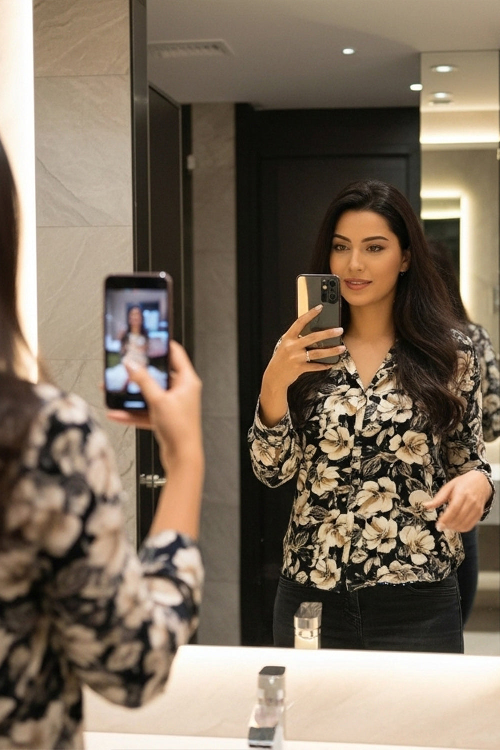 Black Charm Floral Print Shirt