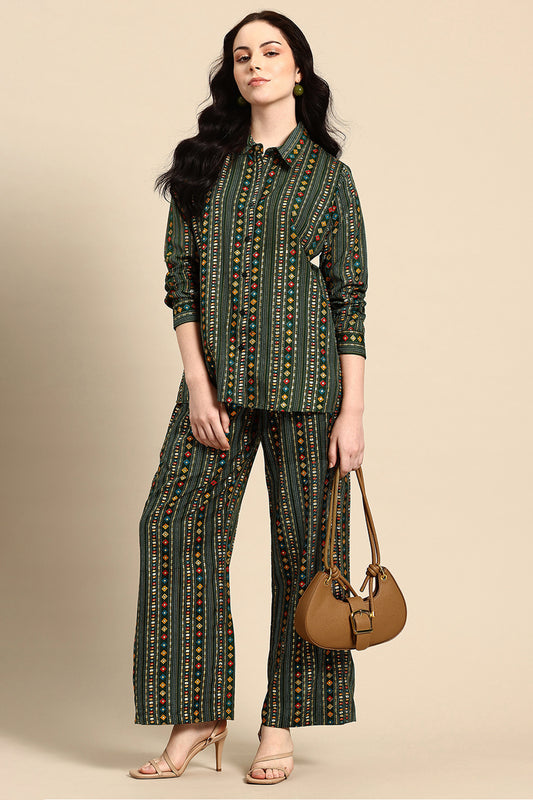 Deep Jungle Geo Print Co-Ord Set