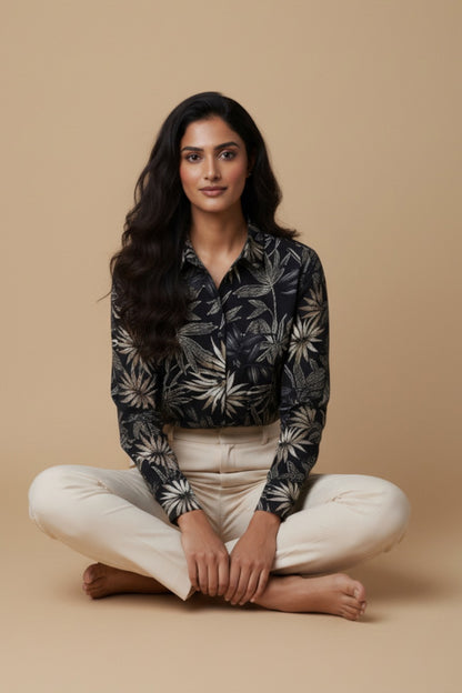 Leaf Aura Regular Shirt (Black)