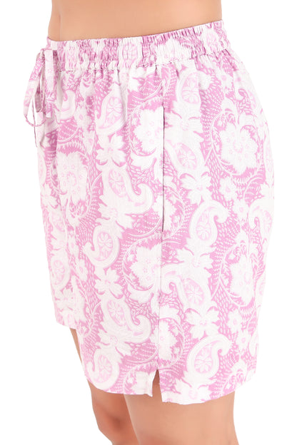 Pink & White Flower Print Shorts