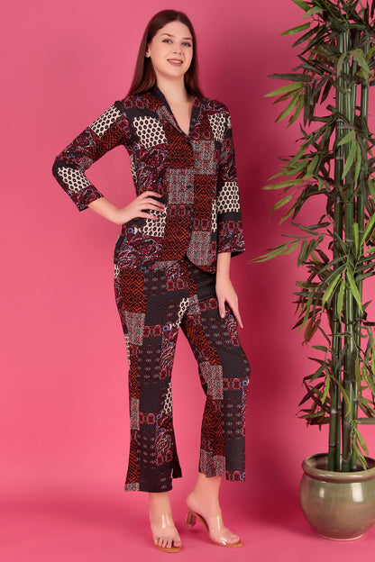 Multi color Abstract Printed Viscose Rayon Co-ord Set (CLS16RS8MULTI)