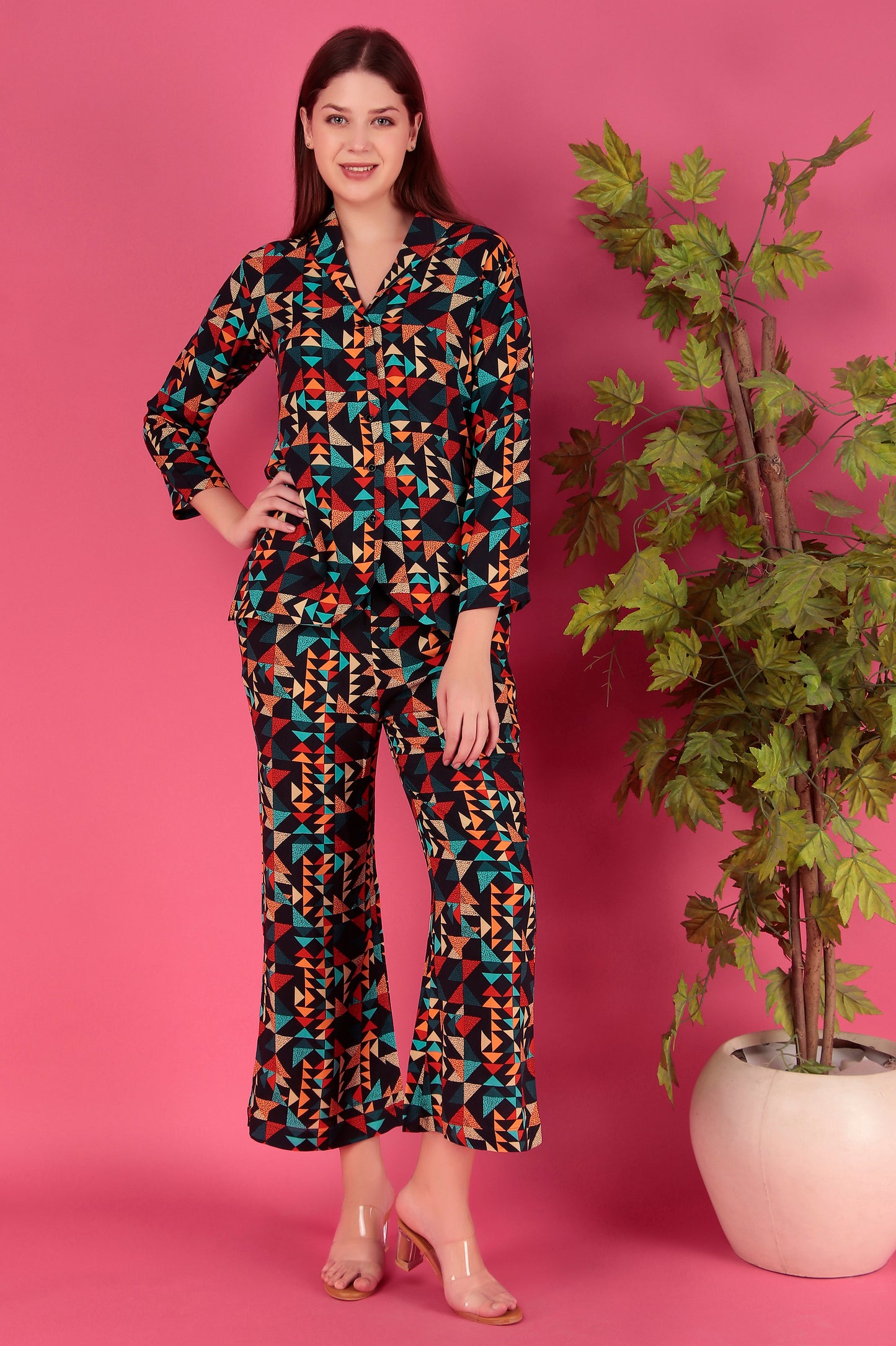 Multi color Abstract Printed Viscose Rayon Co-ord Set (CLS22RS8MULTI)