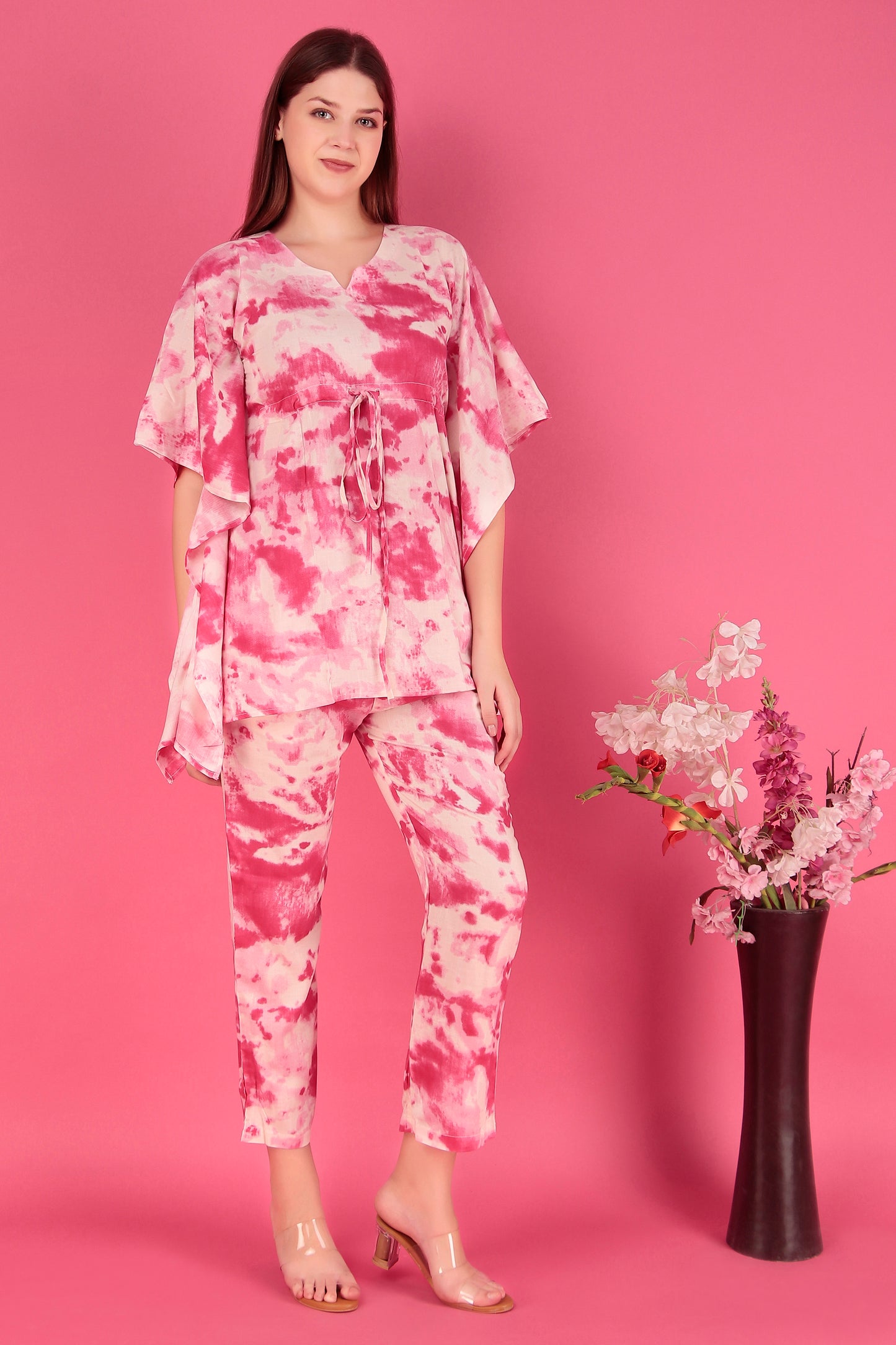 Tie-Dye Pink Rayon Viscose Co-Ord Set