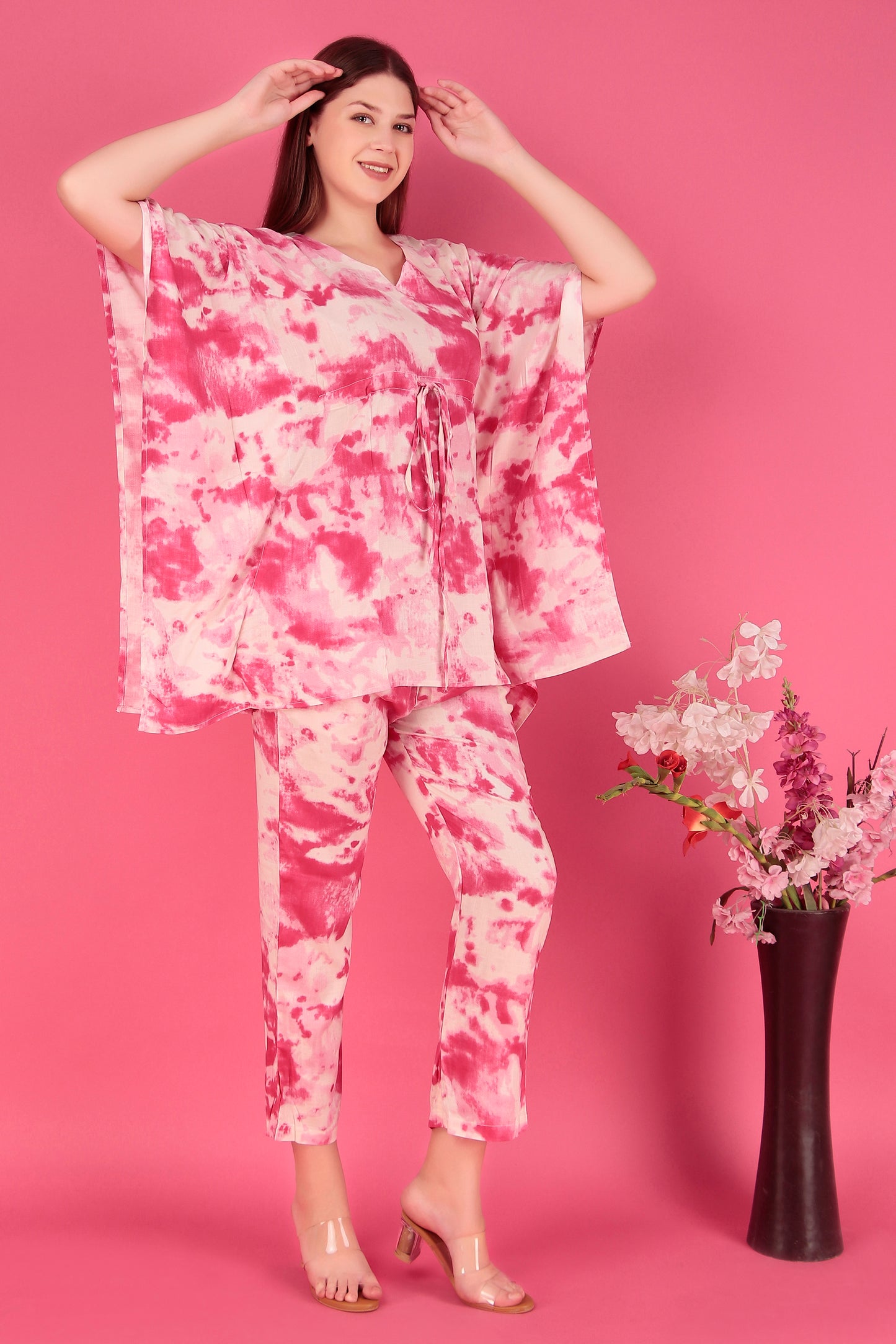 Tie-Dye Pink Rayon Viscose Co-Ord Set