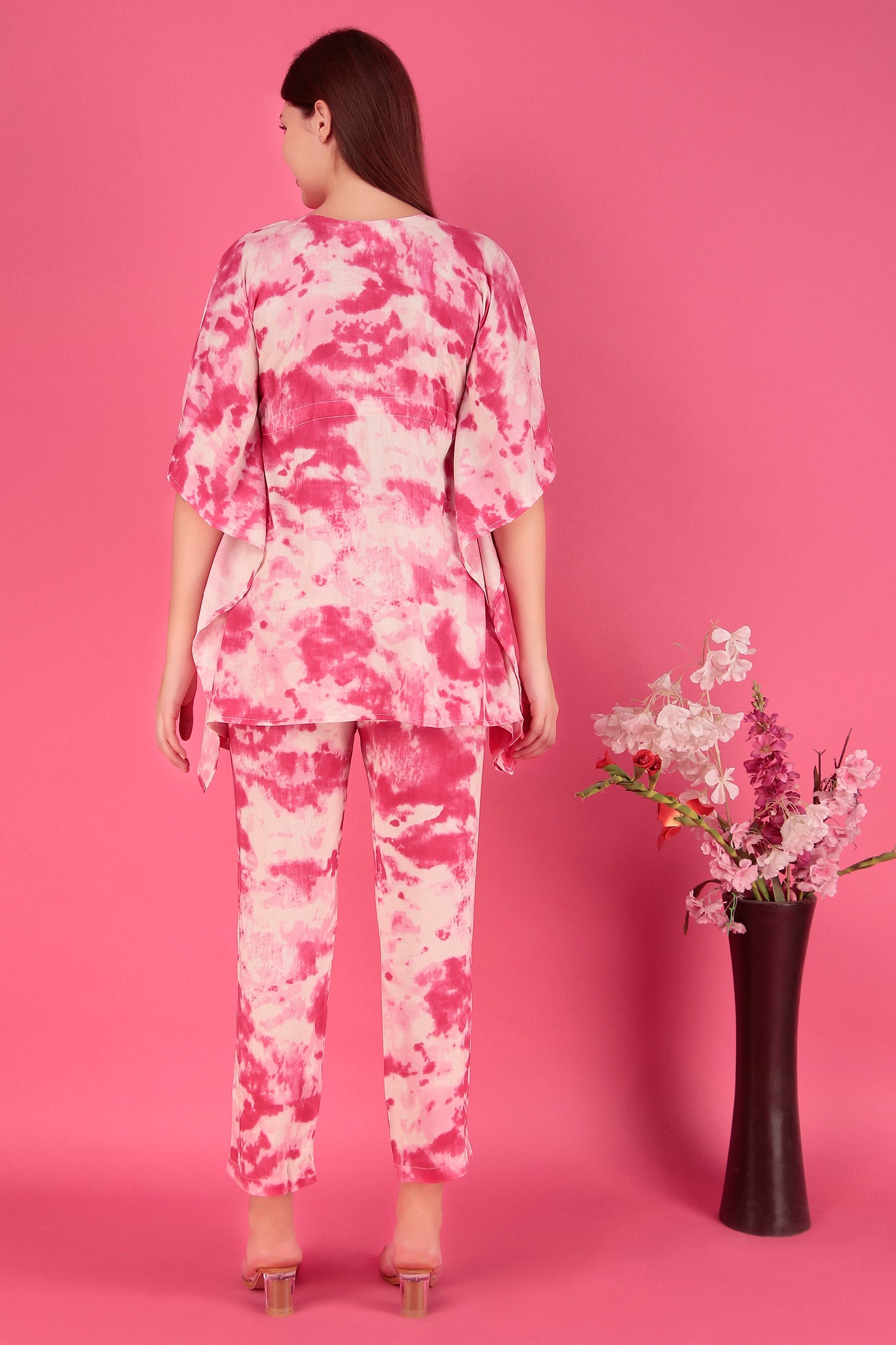 Tie-Dye Pink Rayon Viscose Co-Ord Set