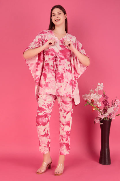 Tie-Dye Pink Rayon Viscose Co-Ord Set