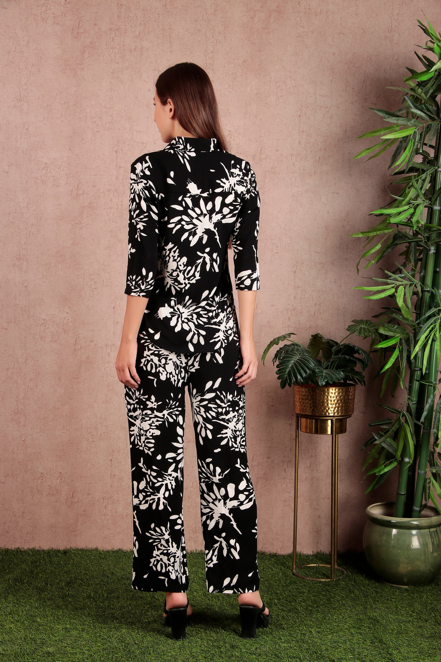 Black Floral Printed Premium Rayon Co-Ord Set (CLS3SD2BLACK)