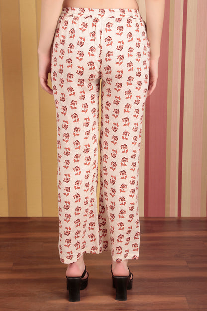 Peach Colour Flower Print Pant (LLS4SD2PEACH)