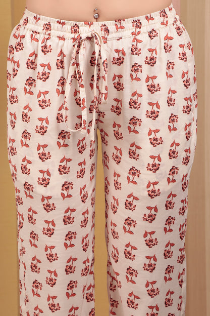 Peach Colour Flower Print Pant (LLS4SD2PEACH)